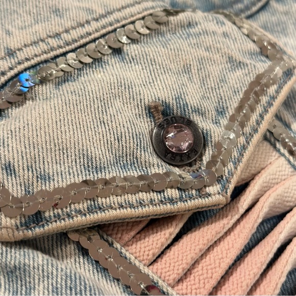 Vintage 1980s Hand Beaded and Embellished Extra Blues Jean Jacket Size M - Picture 6 of 16